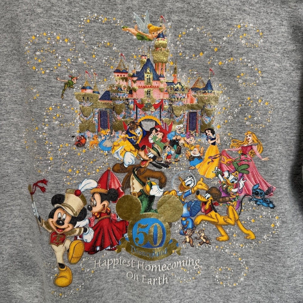 Vintage Disneyland Resort Hoodie Mens Small Gray 50th Anniversary Mickey Graphic - Picture 9 of 11